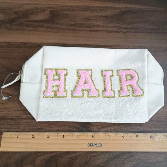 Pink and Gold 'HAIR' Cosmetic Bag - Picture 2 of 4